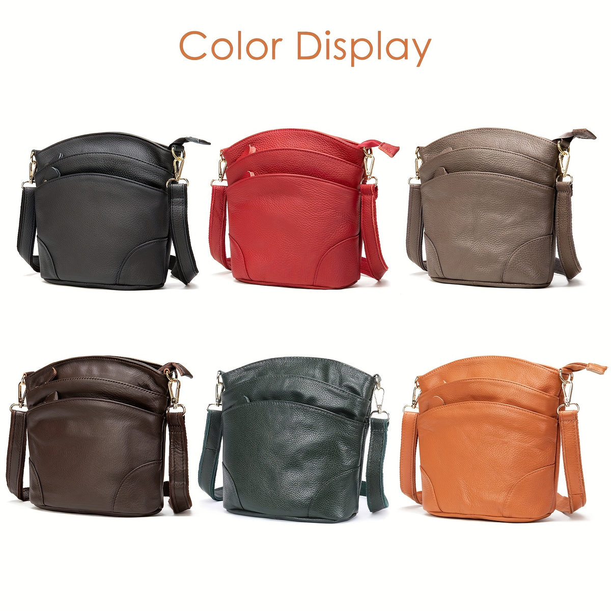 Leather Organizer Crossbody Bag with Listed Smartphone Pockets, Everyday Handbag Purse in Thirteen Color and Style Options for Errands and Travel