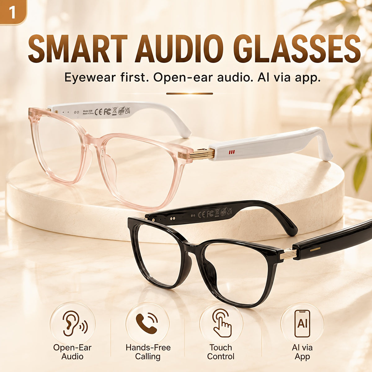 Conference Translation Glasses by OICIIDO, AI Smart Eyewear with 160-Language Recognition, Real-Time Interpretation and Meeting Transcript Summarization