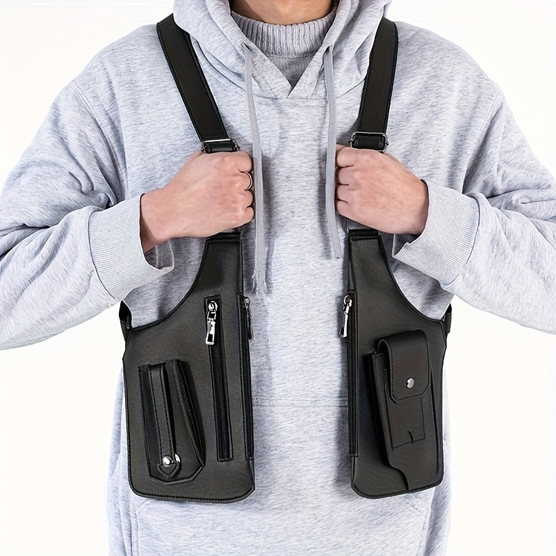 Men's Underarm Strap Bag in Black with Retro Styling for Everyday Phone Carry, Outdoor Walks, Cycling and Hiking Gift Ideas for Boyfriend or Father