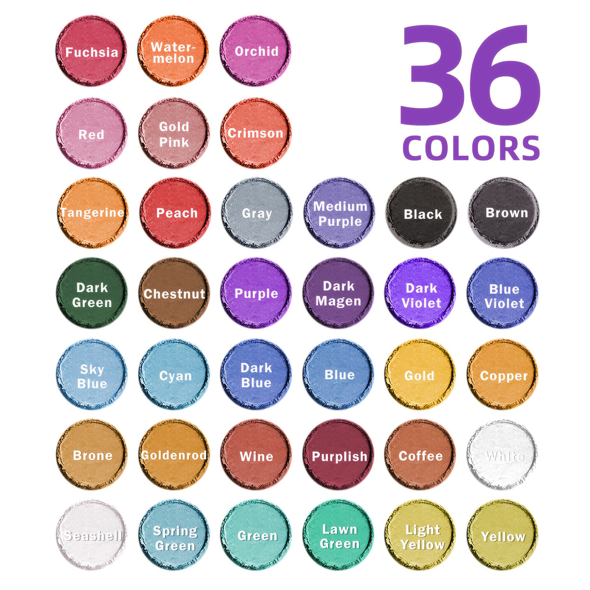 36-Color Mica Powder Set by LET'S RESIN, Mixed Color Craft Pigments for Compatible Resin Art, Decorative Casting and Adult DIY Creative Projects