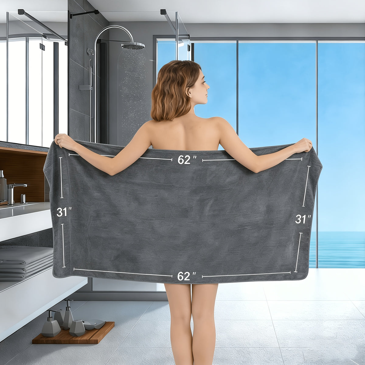 31 x 62 Inch Bath Towels Set of 4, Listed 285 GSM Lightweight Plush Bathroom Towels with Quick-Dry Design and Five Color Choices for Everyday Shower Routines