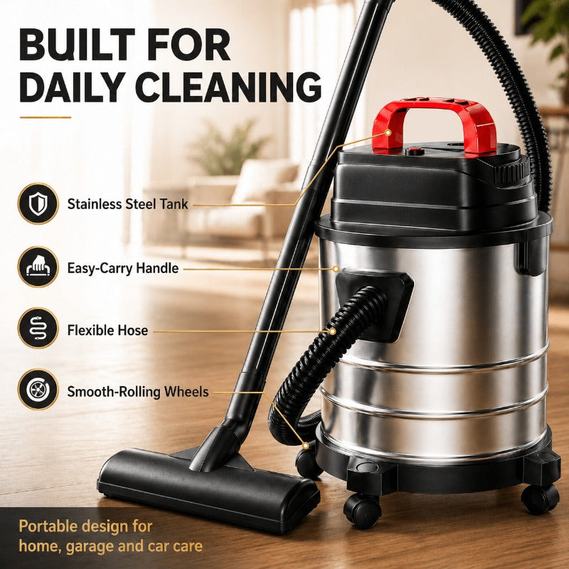 3-in-1 Wet Dry Vacuum with Blower Function, Listed 18000Pa and 2 Peak HP with 3.96, 5.28 or 6.6gal Capacity Options for Home, Car and Hard Floor Cleanup