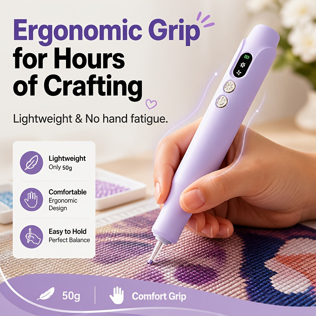 Electric Diamond Painting Pen with Rechargeable Cordless Operation and Listed Wax-Free Adjustable Suction, ED15, ED15 Pink and One-Piece Options for DIY Diamond Art