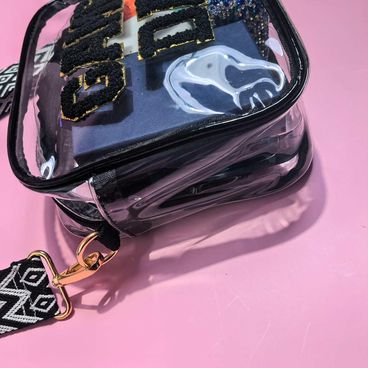 Clear Crossbody Bag with Listed PVC Transparent Body and Eight Color Options for Game Day Outfits, Concert Visits, Sports Events and Tailgating Plans