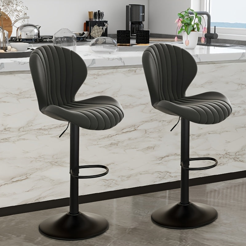 High Back Swivel Bar Stools with Adjustable Upholstered Seats for Kitchen Island, Home Bar and Dining Room, Sets of 1, 2, 3 or 4 in Five Colors