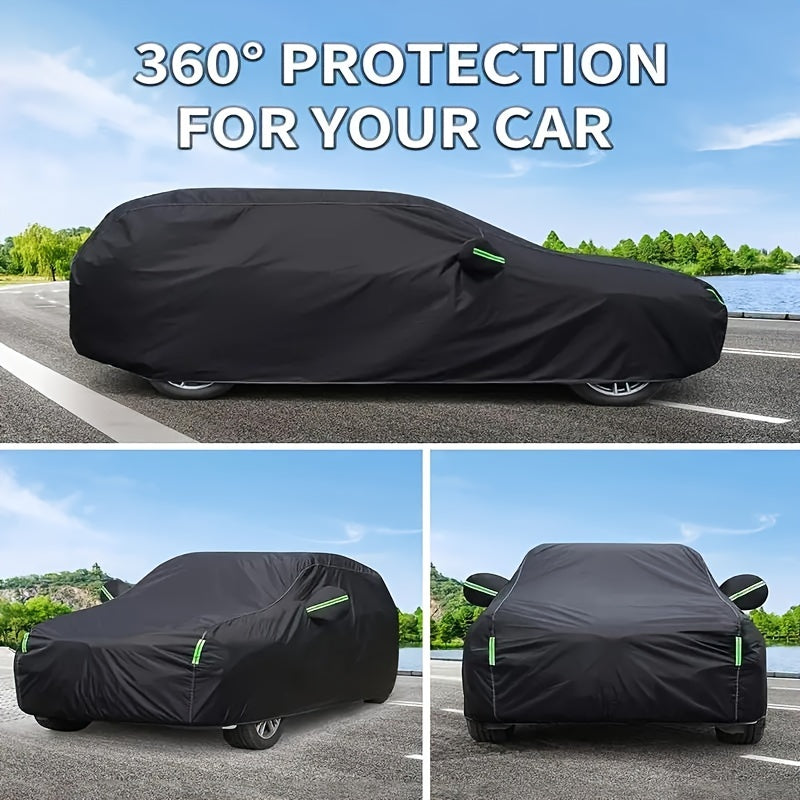 Outdoor Car Cover in Black 190T Oxford Cloth with Storage Bag, Four Length-Based Size Options for Compatible Cars and SUVs During Parked Vehicle Storage