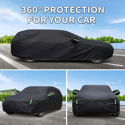 Outdoor Car Cover in Black 190T Oxford Cloth with Storage Bag, Four Length-Based Size Options for Compatible Cars and SUVs During Parked Vehicle Storage