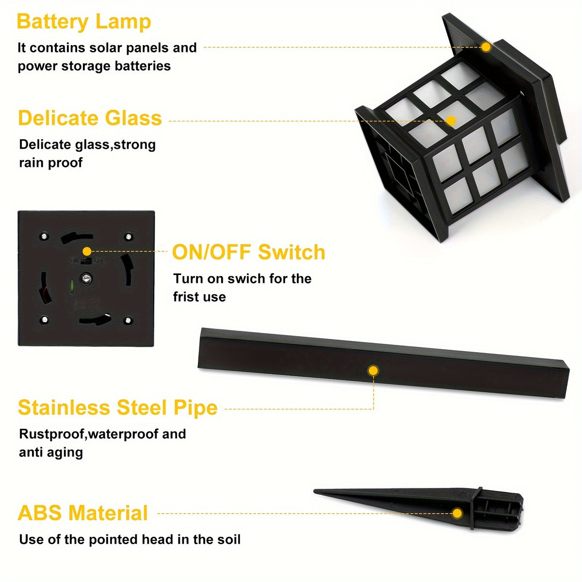 White-Light Solar Pathway Lights, Listed 12-Piece Outdoor LED Set with Automatic On-Off for Garden Paths, Lawn Borders, Patio and Yard Landscape Decoration