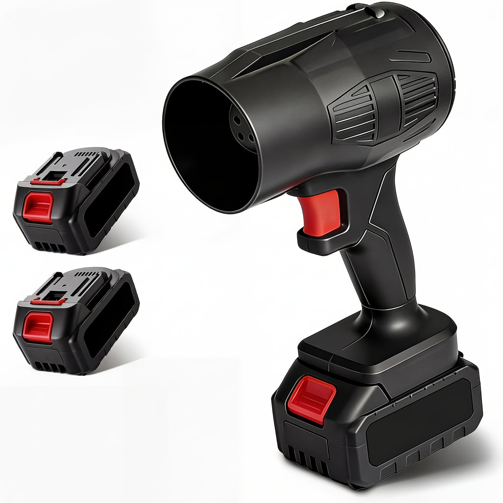 Black Cordless Jet Leaf Blower with Listed 21V and 130000RPM Claims, One-Battery, Two-Battery or Family Set Labels for Patio Cleanup and Yard Maintenance