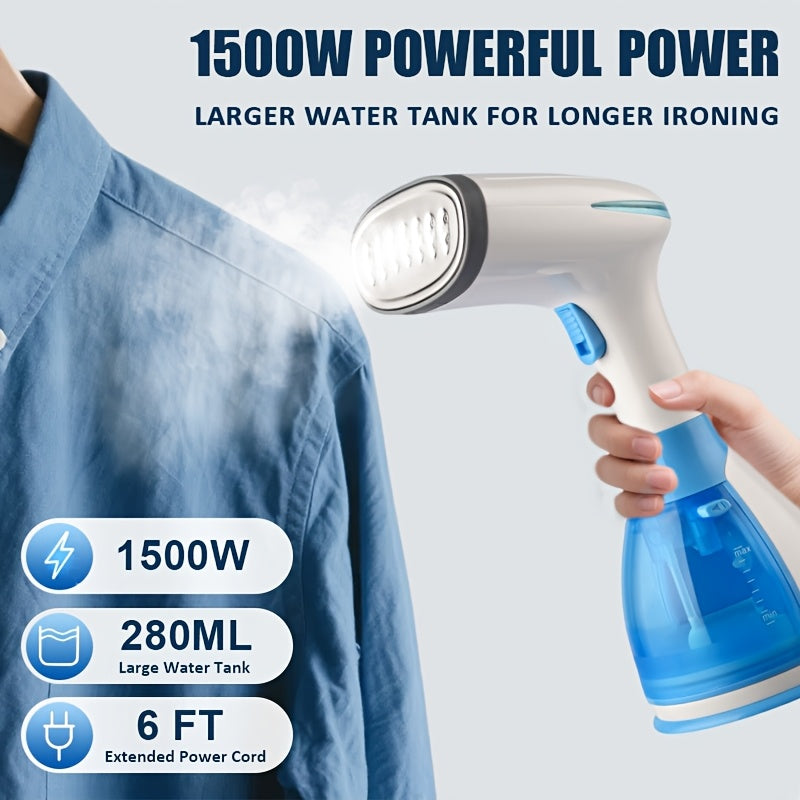 Handheld Garment Steamer with 3 Attachments, Listed 30-Second Heat-Up and 9.47oz Water Tank for Compatible Clothing Wrinkle Care at Home and While Traveling