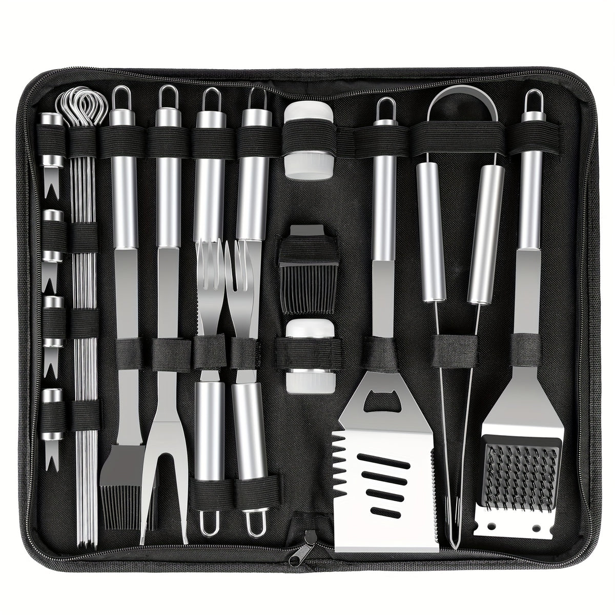 BBQ Tool Set, 15-Piece or 24-Piece Grill Accessories Kit for Backyard Barbecues, Camping Meals and Kitchen Cooking, Father's Day Gift for Grill Lovers