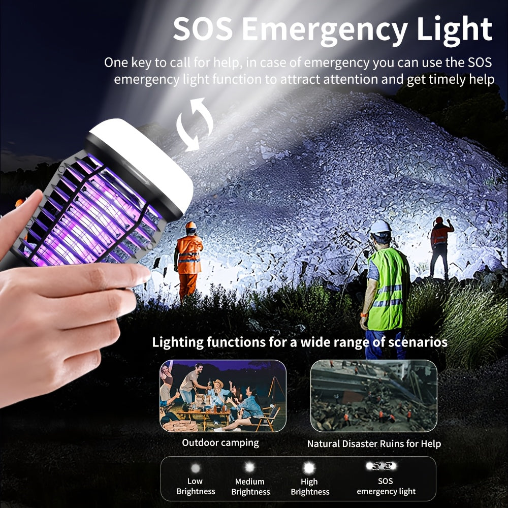 Rechargeable Bug Zapper with Bottom SOS Light and Listed 2000mAh Battery, Compact Electric Insect Trap in Black, White and New J13 Model Selections