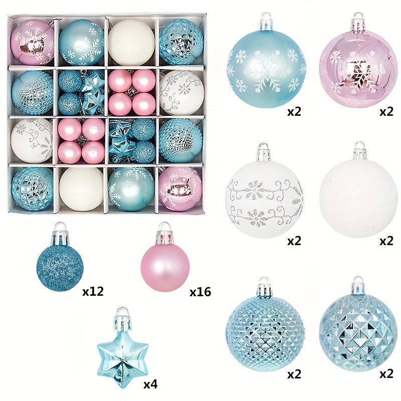 Christmas Ball Ornaments with Eight Color Theme Options, Listed 44-Piece Hanging Decoration Set for Coordinated Tree Styling, Window Displays and Holiday Parties
