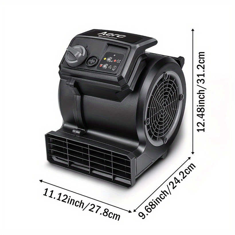 Portable Air Mover 490 CFM for Floor and Carpet Drying, Air Circulation and Cooling with Black Remote-Control or Red Manual-Control Model Options
