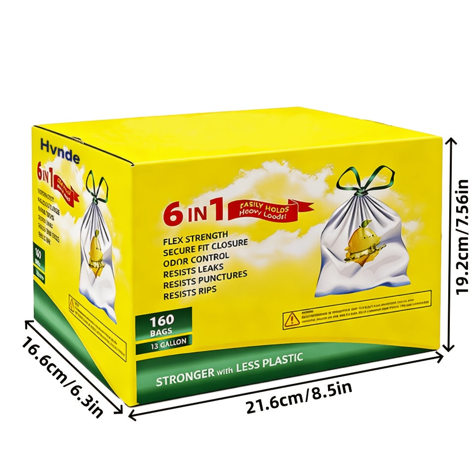 Boxed 13-Gallon Drawstring Garbage Bags, Disposable Household Bin Liners in Style 2 or Style 3 Options for Compatible Kitchen and Garden Waste Containers