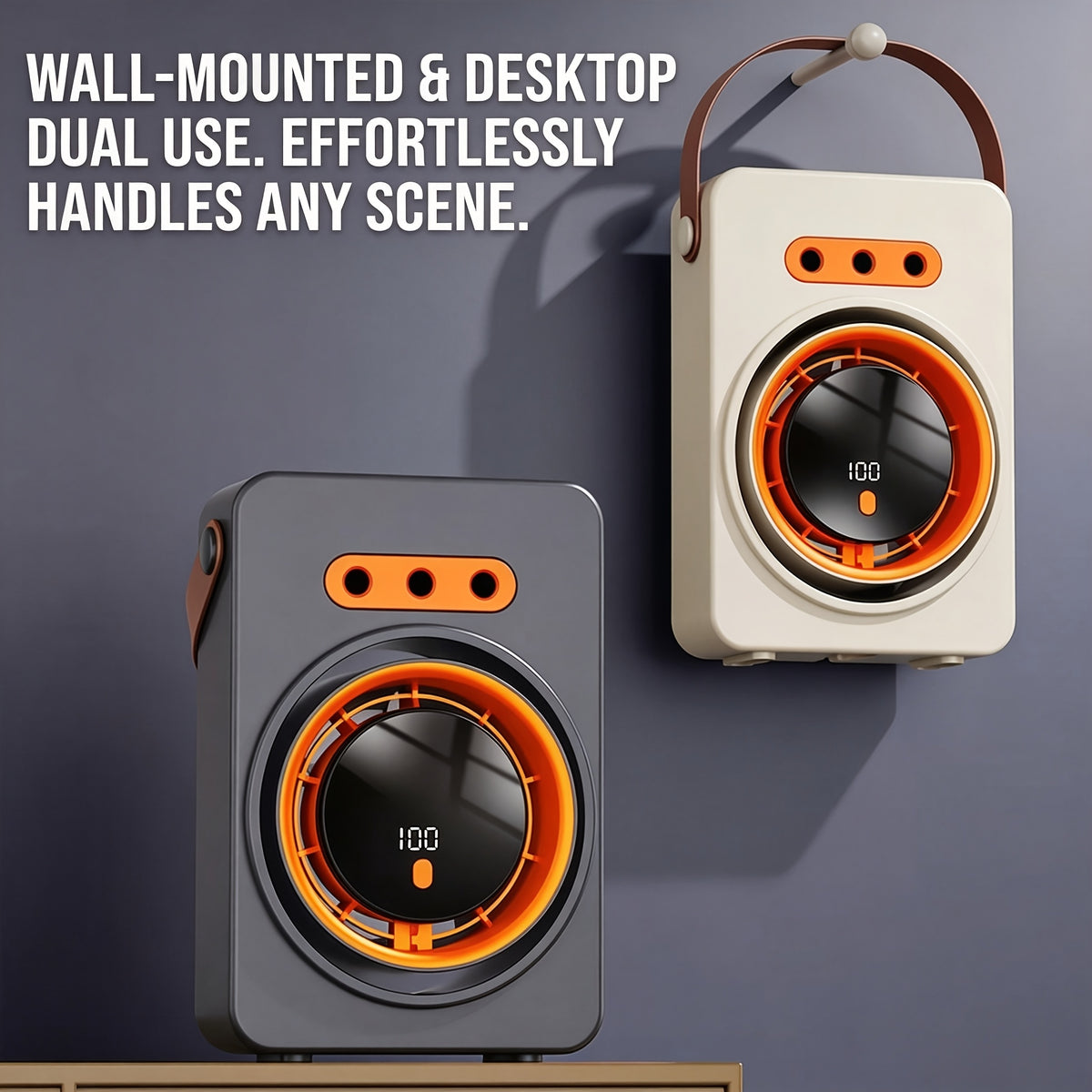Portable Humidifier Fan in Off White with Handle, Listed USB Type-C Connection and Two-in-One Airflow and Moisture Functions for Home or Office Desks