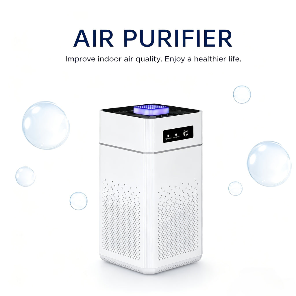 Portable USB Air Purifier in White with Listed H13 True HEPA and Activated Carbon Filters, Small-Space Air Cleaner for Bedroom and Home Office Placement
