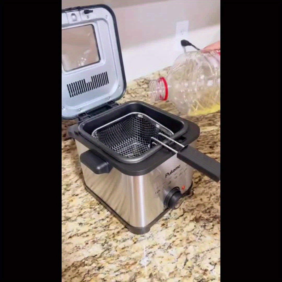 Electric Deep Fryer with Basket, 1500W Countertop Fryer, Adjustable Temperature Control, Viewing Window Lid, Non-Stick Detachable Parts, Easy Clean, 1.5L to 5L Sizes, Father's Day Gift