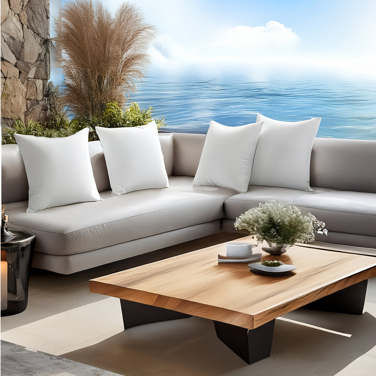 Square Throw Pillow Inserts Set of Four with Listed 7D Polyester Filling, 14, 16, 18 or 22 Inch Size Options for Sofa, Bedroom and Patio Cushion Covers