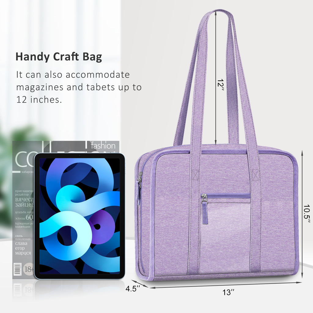 Sewing and Craft Storage Tote by FINPAC, 800D Polyester Organizer with Clear PVC Pockets and Two Top Handles, 13 x 4.5 x 10.5 Inches, Five Styles, Bag Only