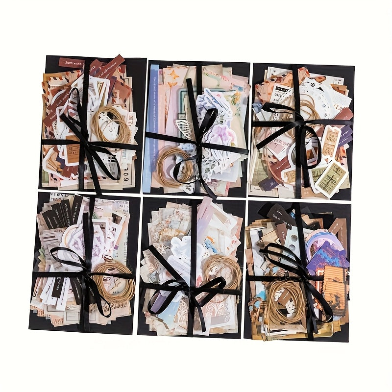 Scrapbook Paper Craft Set with Black Ribbon and Listed Uncoated Textured Sheets for Personalized Journals, Memory Pages, Gift Wrapping and Decorative Explosion Box Projects