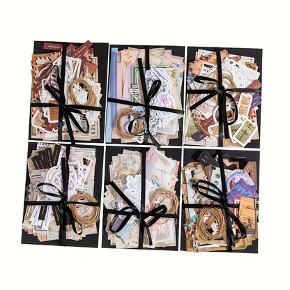 Scrapbook Paper Craft Set with Black Ribbon and Listed Uncoated Textured Sheets for Personalized Journals, Memory Pages, Gift Wrapping and Decorative Explosion Box Projects