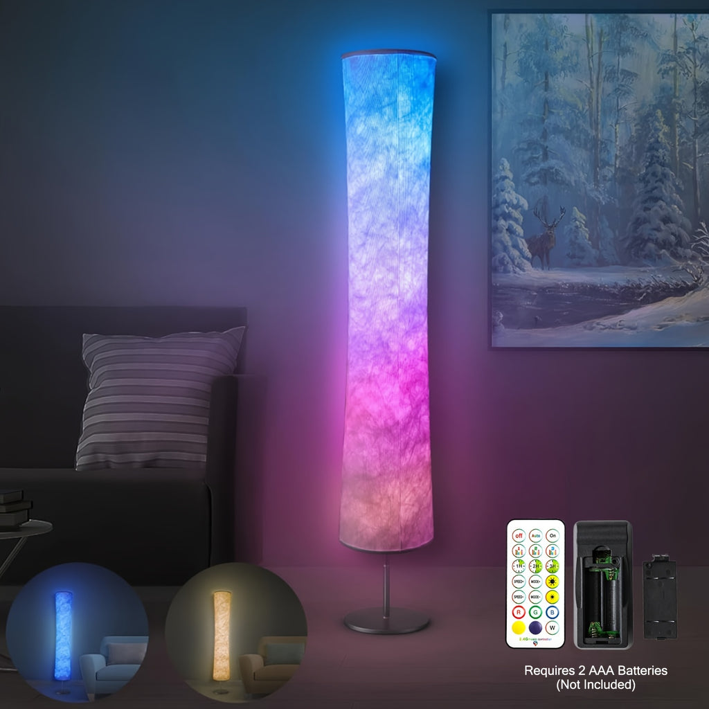 Smart LED Floor Lamp with White Fabric Shade, Music Sync, Color Scene Modes and App or Remote Control, 1pc or 2pcs for Living Rooms and Gaming Spaces