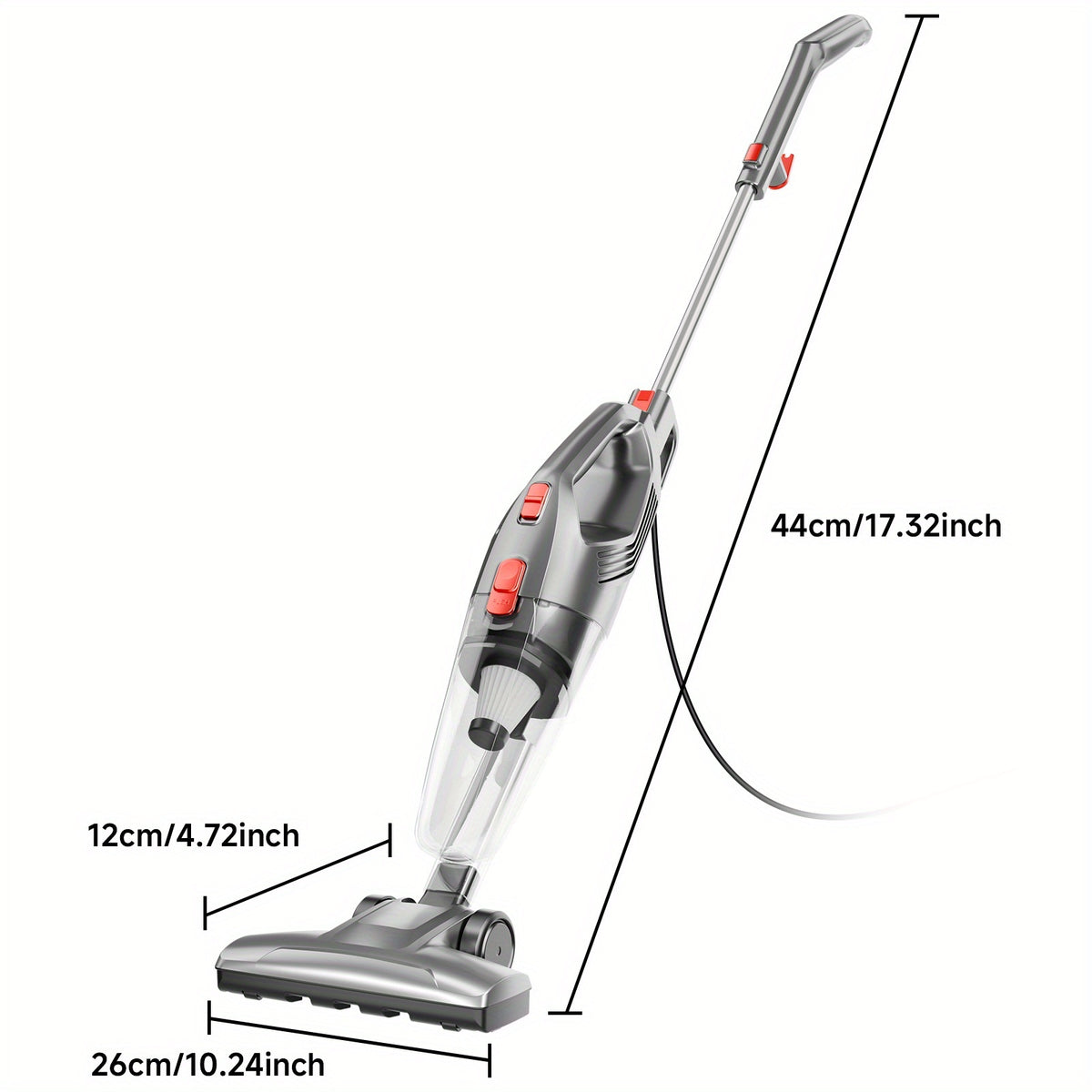 HEPA Stick Vacuum Cleaner for Home, Corded Design with Listed 22ft Cable and 18kPa Suction for Hardwood Floors and Pet Hair, Three Color Options