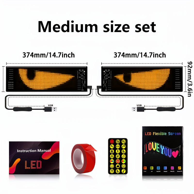 Demon Eye Programmable LED Sign Pair with Listed USB Power, Remote and Mobile App Control, Medium Display Set for Scrolling Text and Event Decorations