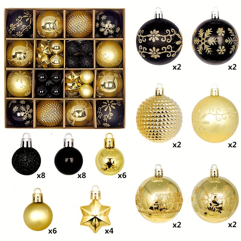 Christmas Ball Ornaments with Eight Color Theme Options, Listed 44-Piece Hanging Decoration Set for Coordinated Tree Styling, Window Displays and Holiday Parties
