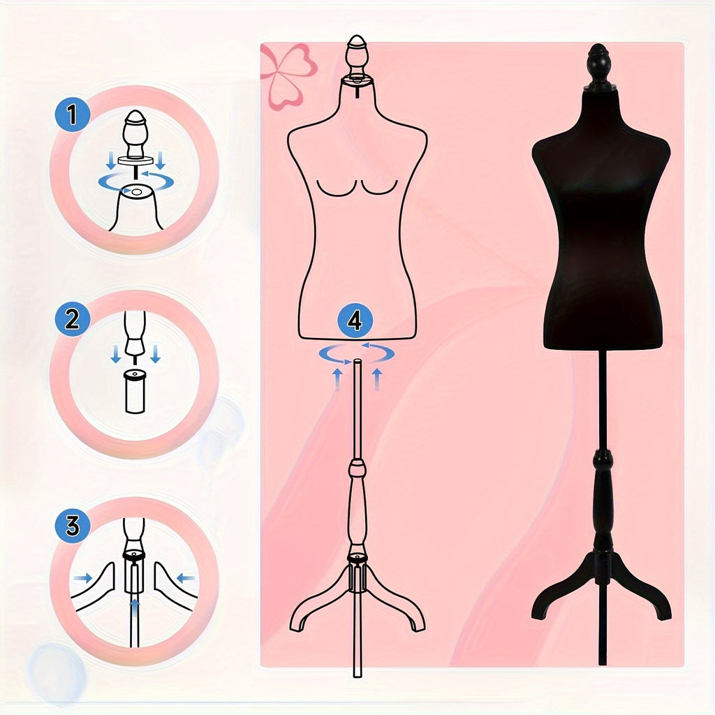 Dress Form Mannequin Torso, Female Clothing Display with Tripod Stand, Listed 50–63 Inch Height Adjustment and Four Colors for Outfit Photography