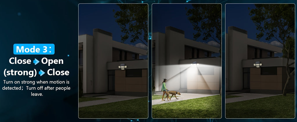 Four-Head Solar Motion Sensor Outdoor Lights, 2-Pack 288 LED Floodlights with Remote Control, 4 Lighting Modes and IP65 Rating for Yard, Patio and Garage