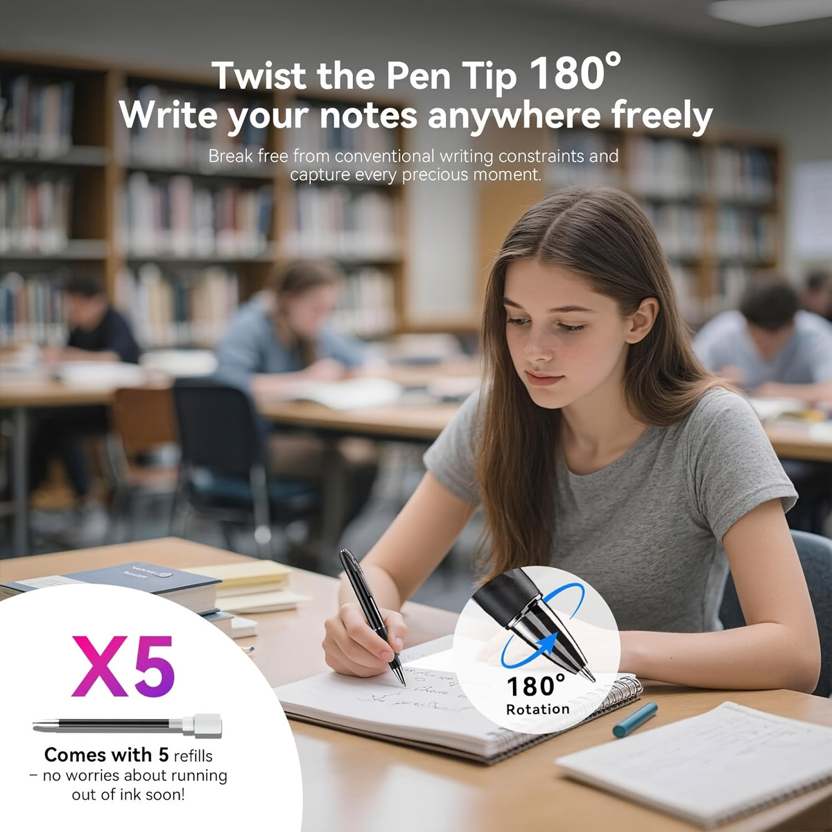 1080P Pen Camera with Rechargeable 350mAh Battery, One-Button Power and Loop Recording, No-WiFi Portable Video Recorder with 64GB Card or No-Card Options
