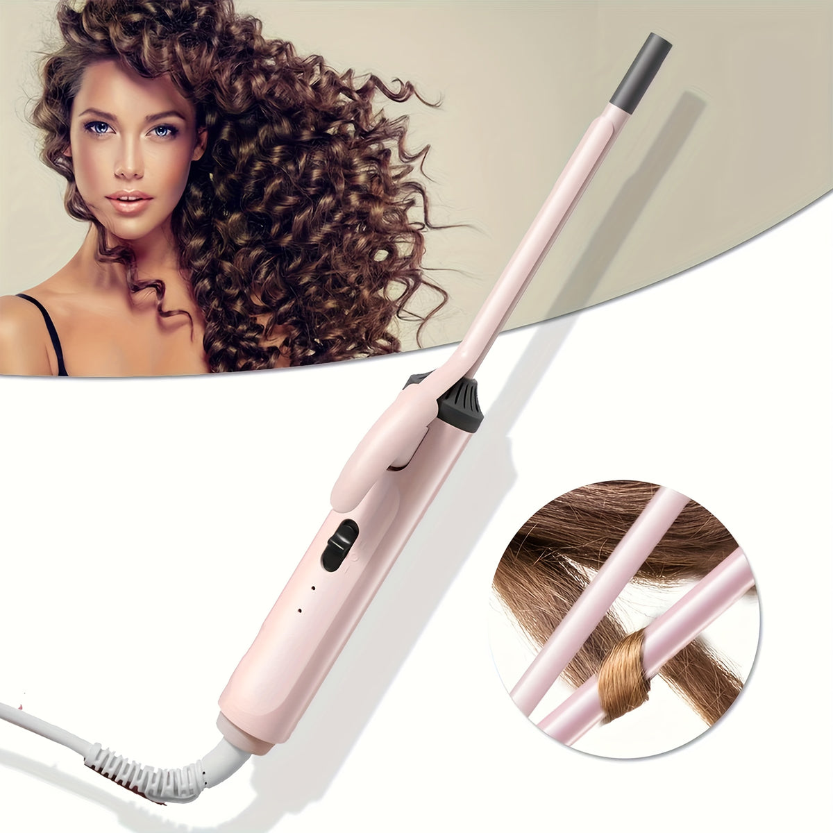 9mm Travel Curling Iron, Ultra-Fine Mini Curling Wand for Tight Curls, Teddy Curls, Airy Bangs & Water Waves, Fast Heating, for Short Hair, Men & Women, Holiday Gift, Pink