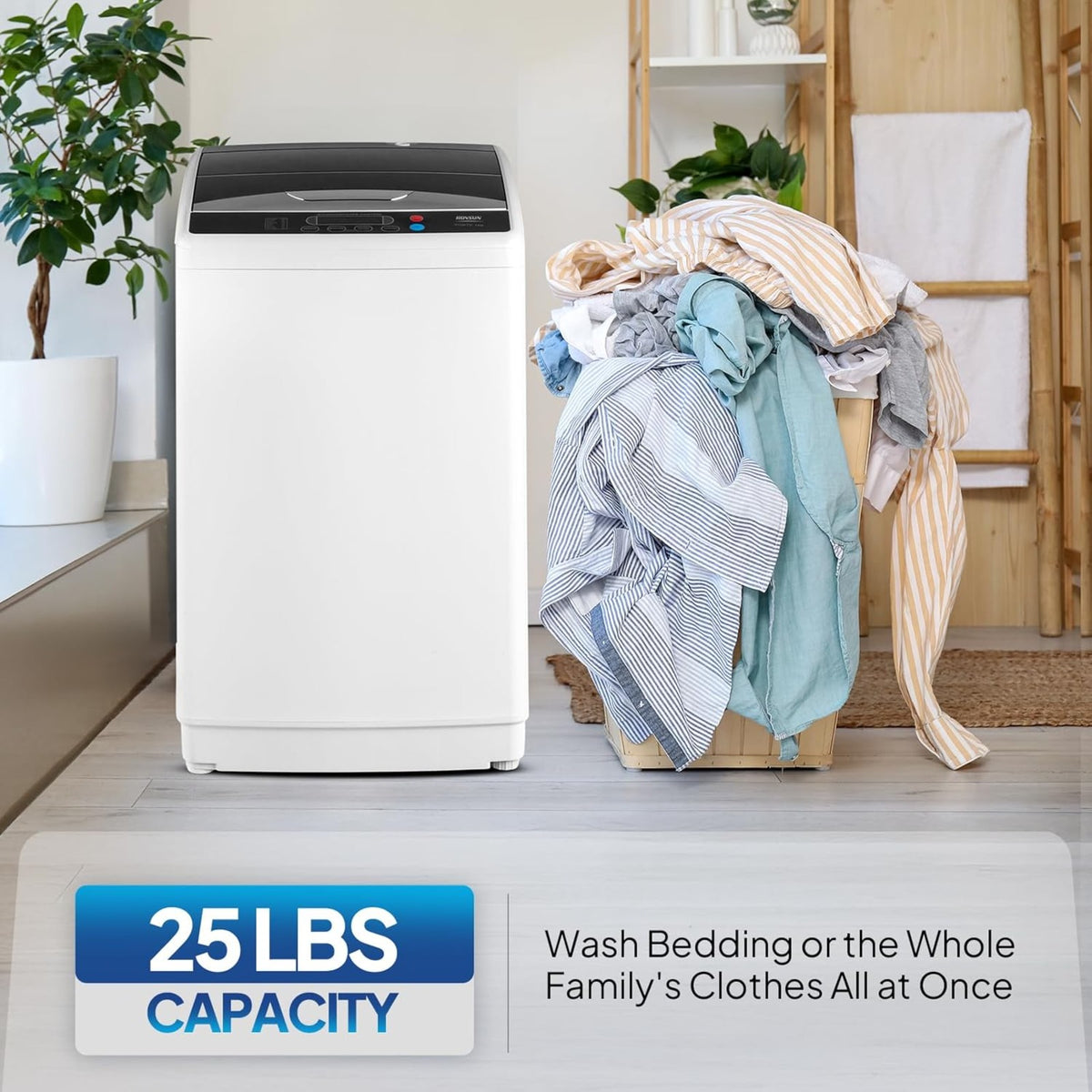 Compact Washing Machine with Drain Pump, Fully Automatic 17.8 lbs Portable Laundry Washer with Stainless Steel Tub, 110V Top Load for Apartments, Dormitories, RVs, Campers and Small Homes