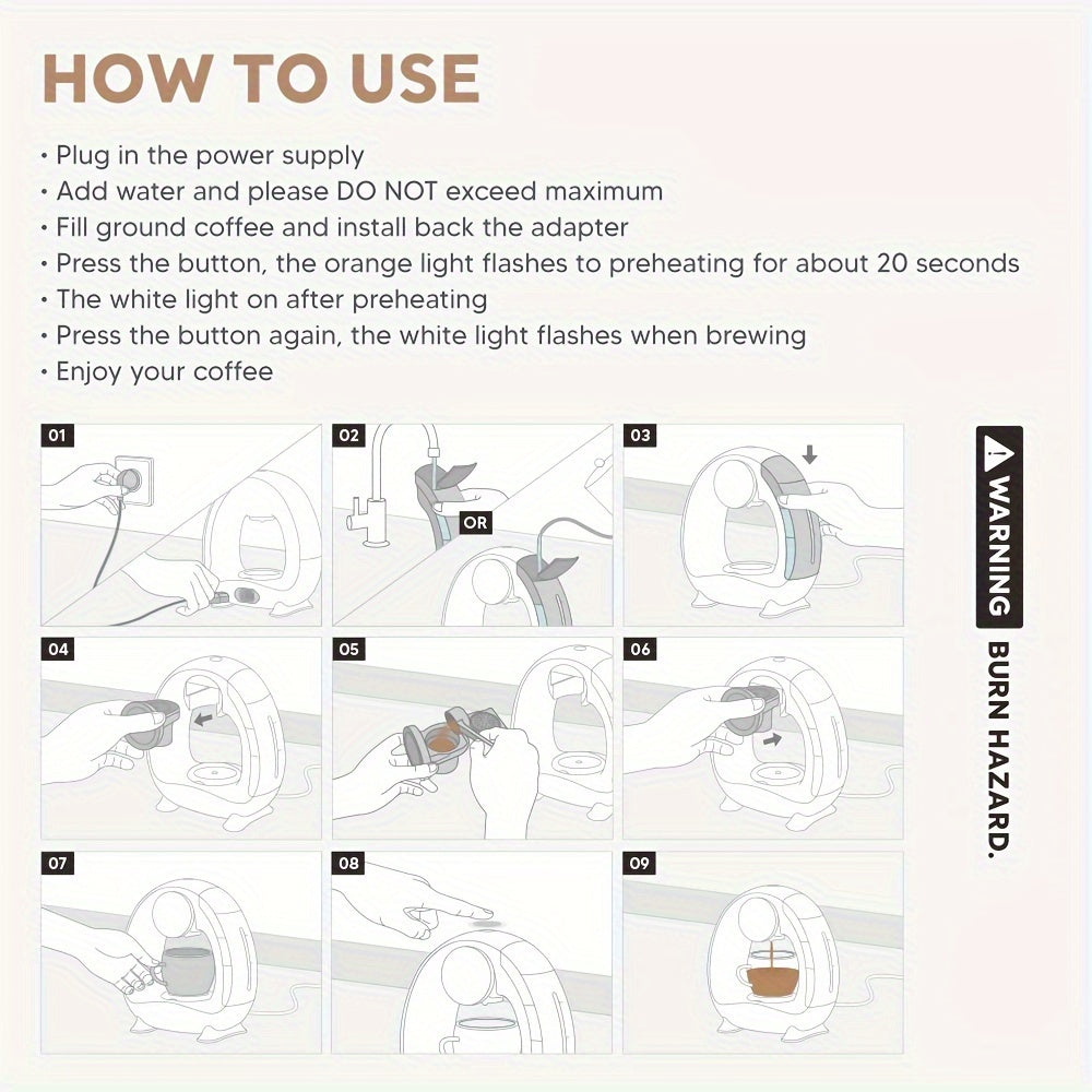 Pod and Ground Coffee Maker, 2-in-1 Single Serve Brewer with Coffee Filter and K-Cup Adapter, Listed 4-8 oz Cup Sizes in Pink, Champagne, Gray or Black
