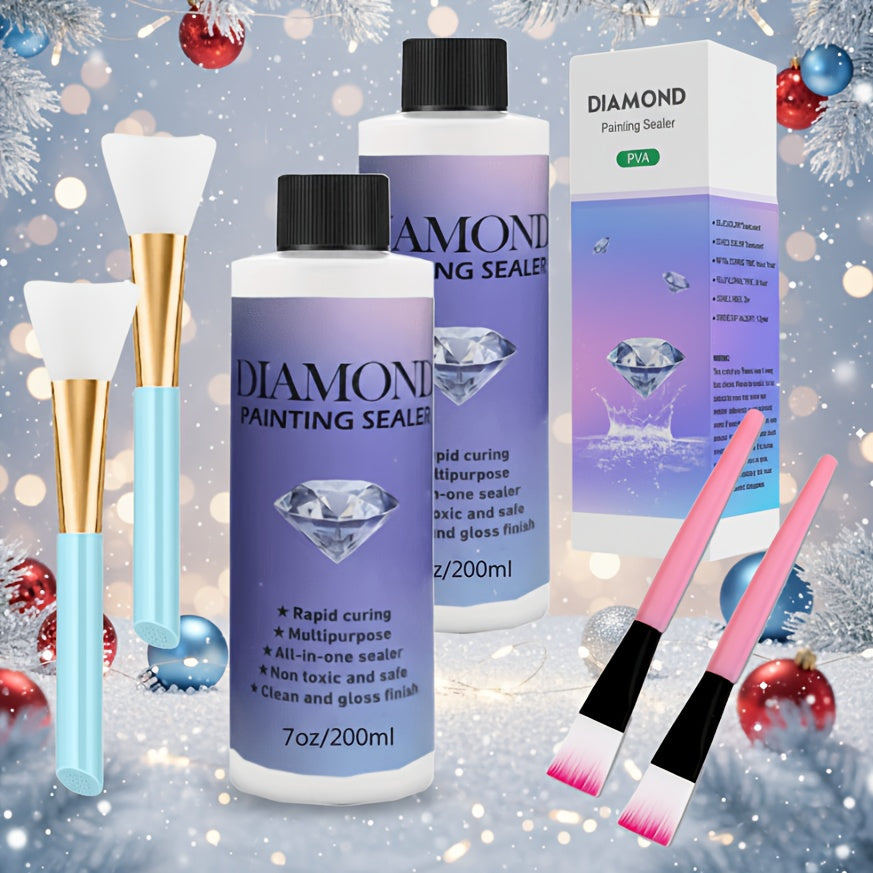 Diamond Painting Sealer Kit with Brush, Craft Surface Finishing Formula for Diamond Art and Puzzles, 240ml, 400ml or 800ml Options for Handmade Gifts