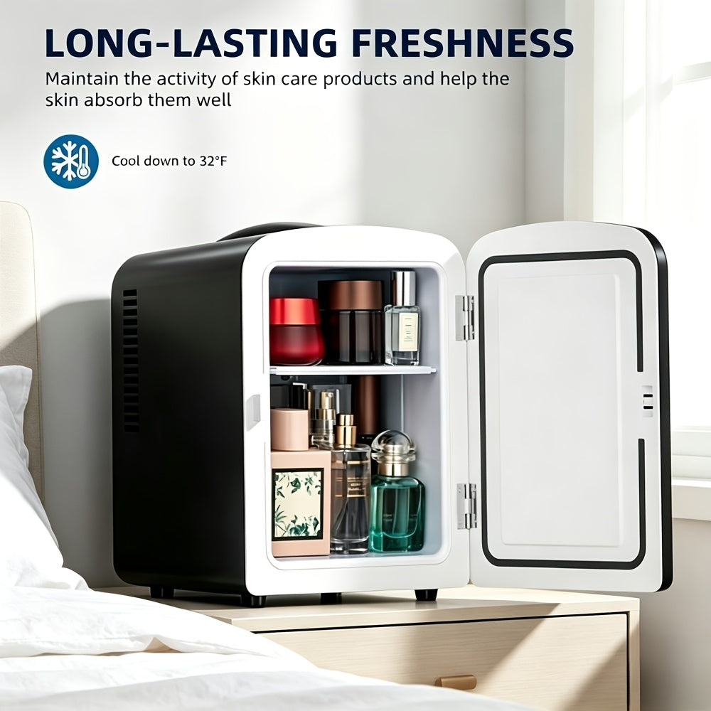 Portable Skincare Mini Fridge with Listed 1.06-Gallon Capacity, White or Black Small Refrigerator Options for Compatible Cosmetics, Bedroom and Office Storage