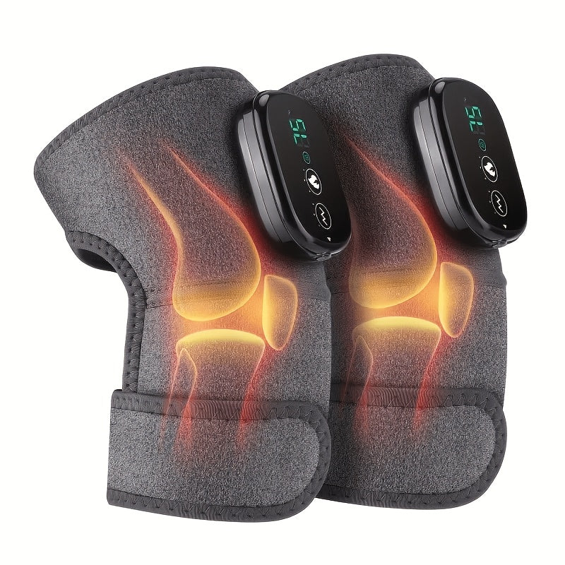 Heat and Vibration Knee Massager in Black, Wireless 3-in-1 Heating Pad with Listed Knee, Shoulder and Elbow Use for Personal Care Routines