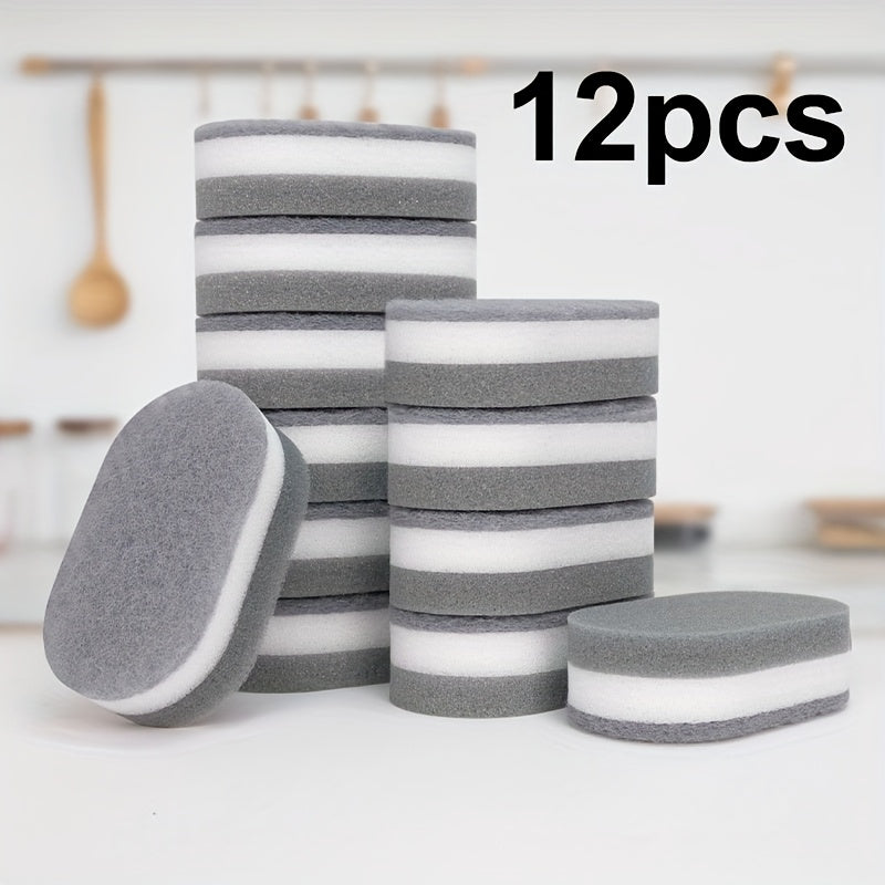 Oval Dishwashing Sponges in 3, 12 or 20-Piece Packs, Reusable Kitchen Sponge Wipes for Compatible Dishes, Chopsticks, Pots and Everyday Sink-Side Cleanup