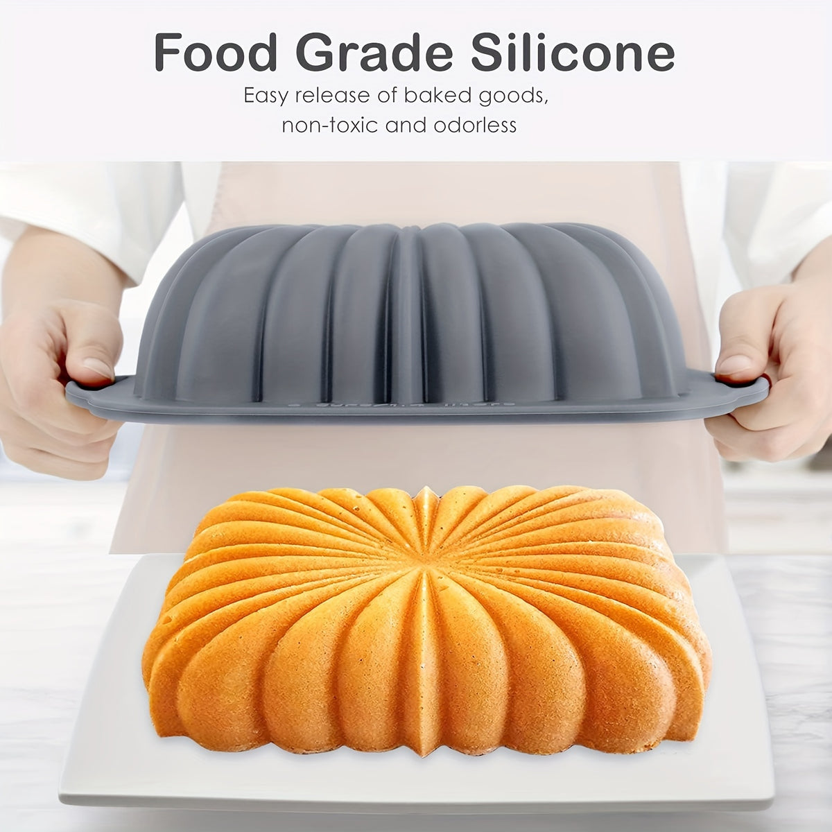 Silicone Bread Loaf Pan Set, 4-Piece Light Gray Baking Mold Selection in Small or Medium Options for Homemade Cakes, Bread and Decorative Dessert Recipes