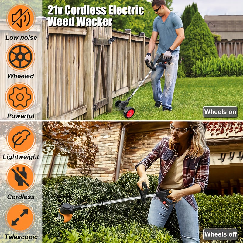 Portable Electric Yard Trimmer with Listed Three Blade Types and Lithium Battery Configurations, Purple Older Model and Nine Color Combination Options for Home Grass Care
