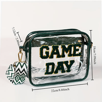 Clear Crossbody Bag with Listed PVC Transparent Body and Eight Color Options for Game Day Outfits, Concert Visits, Sports Events and Tailgating Plans