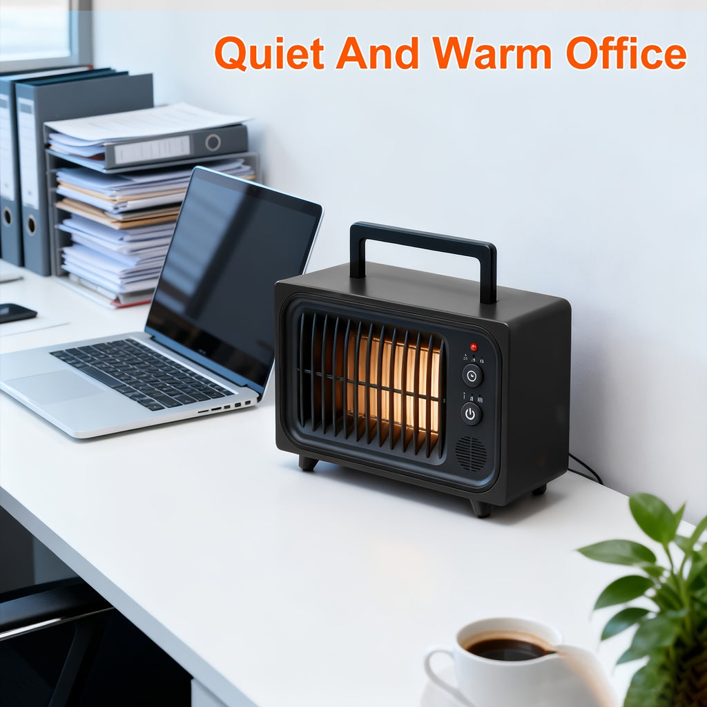 Red PTC Ceramic Heater Fan with Listed Three Modes, Small Electric Space Heater with Overheat and Tip-Over Shutdown Wording for Supervised Indoor Warmth