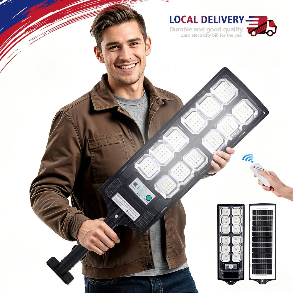 LED Solar Street Lamp Set with Motion Sensor and Remote Control References, Two-Piece Option Labels for Garden, Terrace and Parking Area Lighting