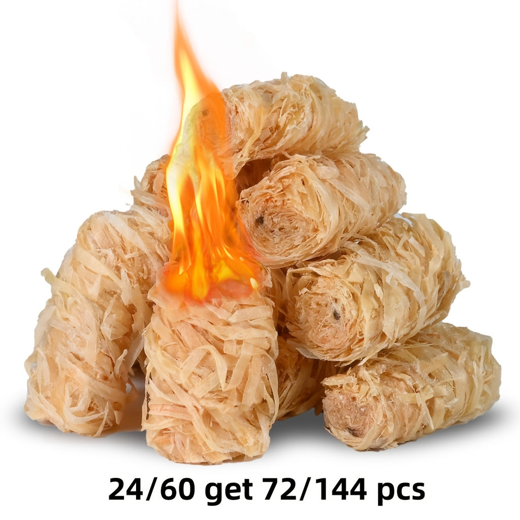 Campfire Fire Starters for Charcoal Grills, Fire Pits and Wood Stoves, Natural Firelighter Packs with 24, 60 Get 72 or 144-Piece Selection Options