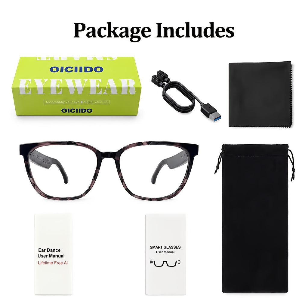 Voice and Video Translation Smart Glasses, Listed 160+ Language AI Audio Eyewear with Built-In Microphones and Speakers for Calls, Travel and Work