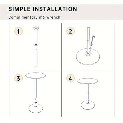 Round Bar Table with Listed 23.5-Inch Diameter Top, Modern Cocktail Furniture in Black or White with Separate Adjustable and Two-Piece Black Options for Small Spaces