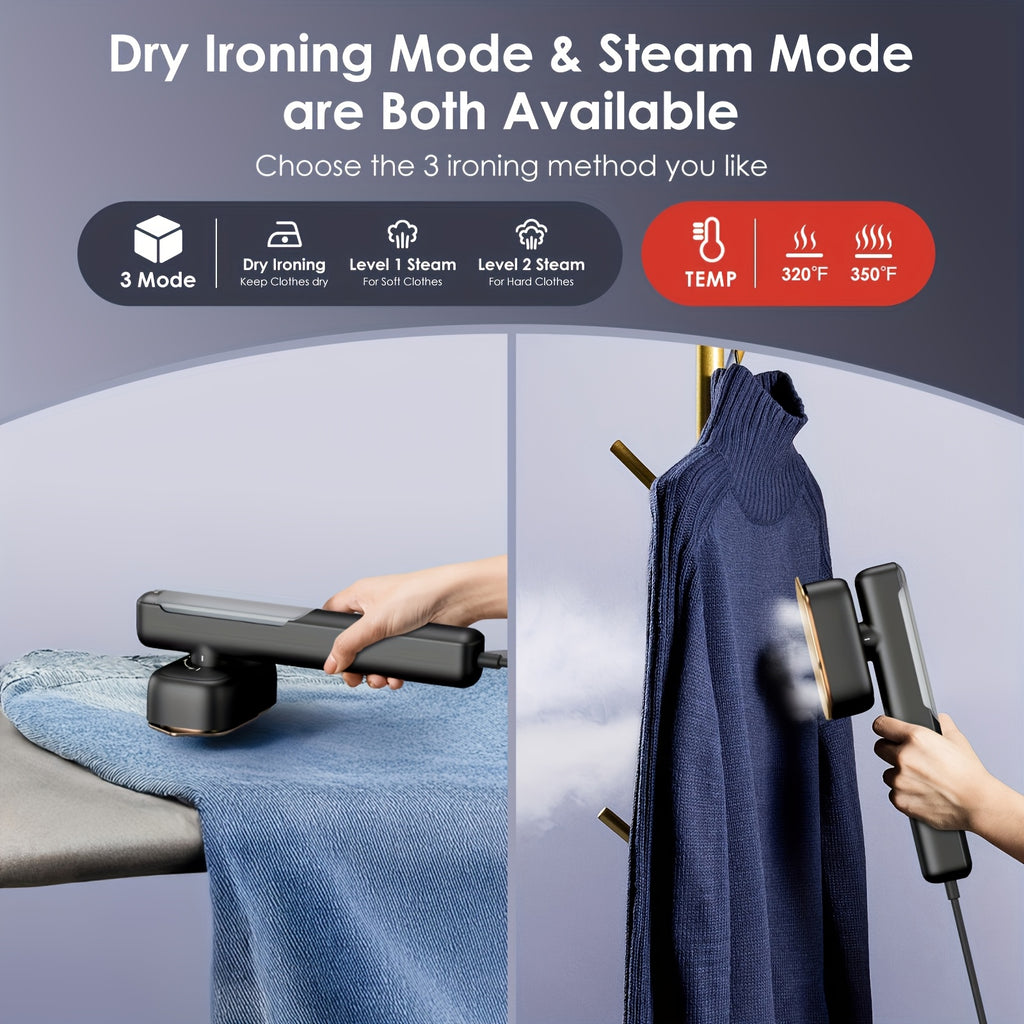 1100W Handheld Garment Steamer in Black with 10.14oz Water Tank, Listed 20-Second Steam Start and Stainless Steel Panel for Home and Travel Clothing Care