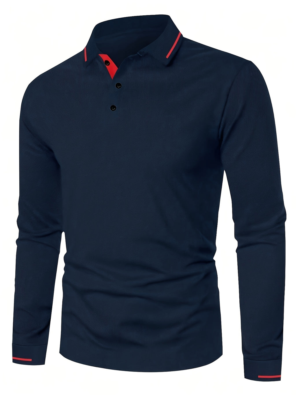 Men's Long Sleeve Polo Shirt, 100% Polyester with Slight Stretch, Regular Fit and Rib-Knit Details for Casual Golf and Spring-Fall Outfits